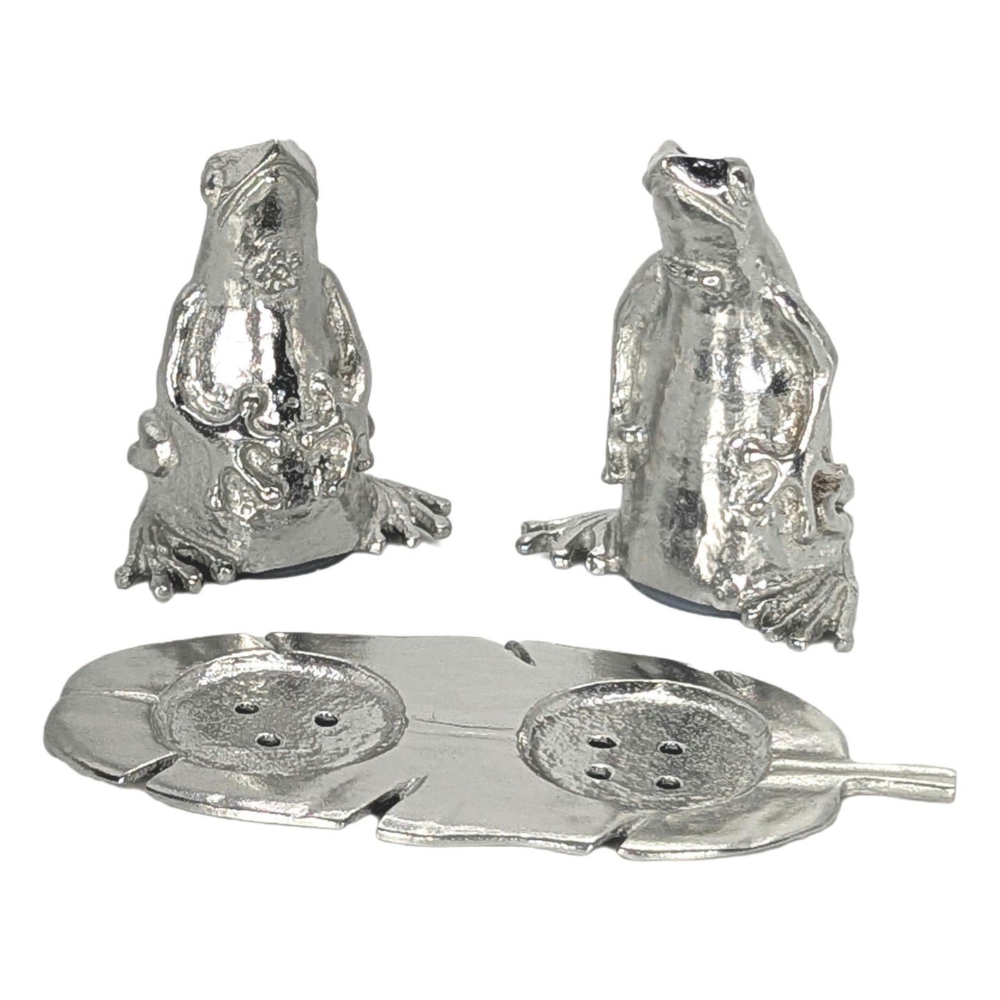 Coqui Frog Mini Salt and Pepper Shakers, Handcrafted Pewter, Nature Inspired Housewarmings Gift