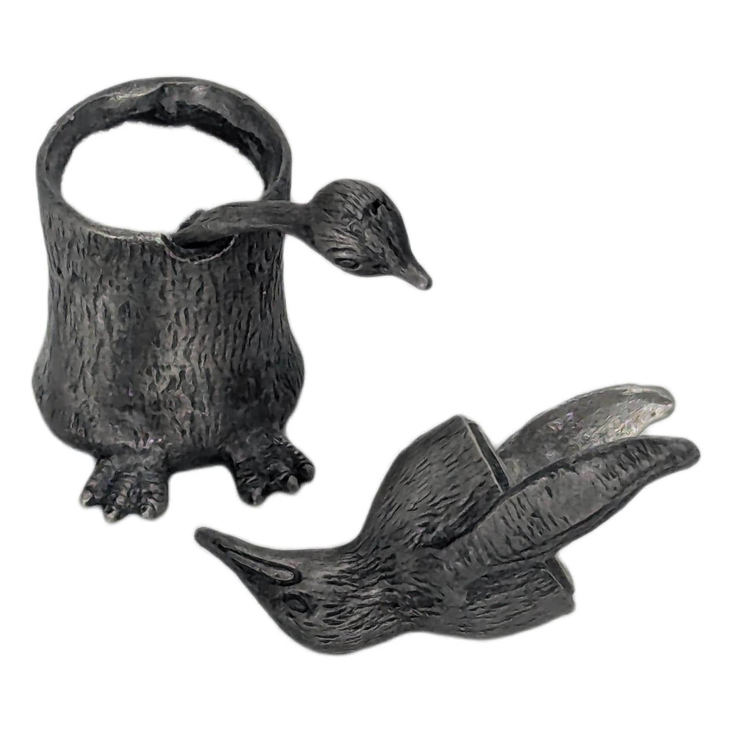 Charming Pewter Penguin Mini Salt Cellar with Chick Spoon, Minimalist Table Decor