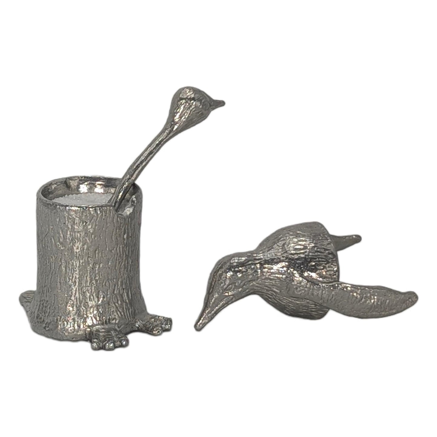 Charming Pewter Penguin Mini Salt Cellar with Chick Spoon, Minimalist Table Decor