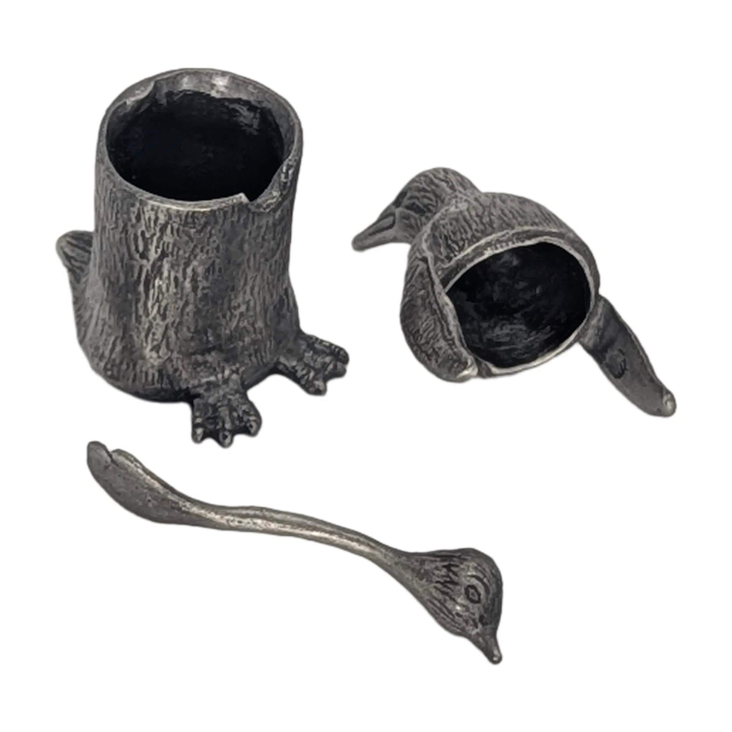 Charming Pewter Penguin Mini Salt Cellar with Chick Spoon, Minimalist Table Decor