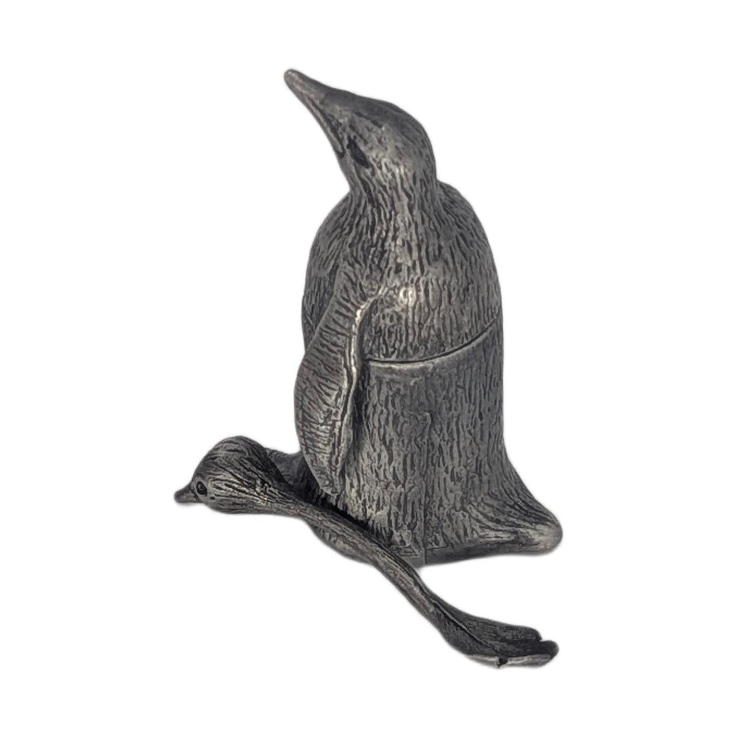 Charming Pewter Penguin Mini Salt Cellar with Chick Spoon, Minimalist Table Decor