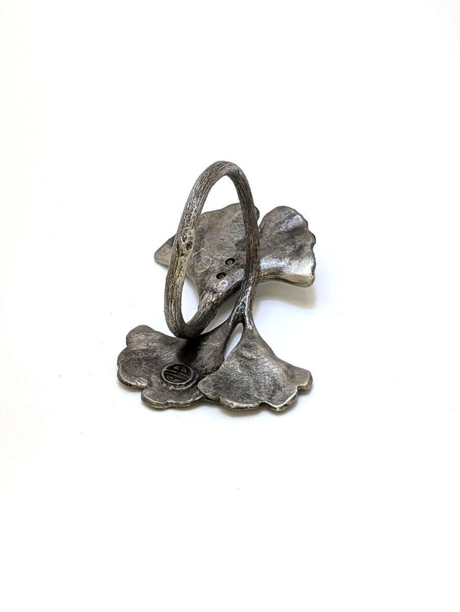 Ginkgo Leaf Napkin Rings Set of 4, Handcrafted Pewter, Nature Inspired Housewarmings Gift