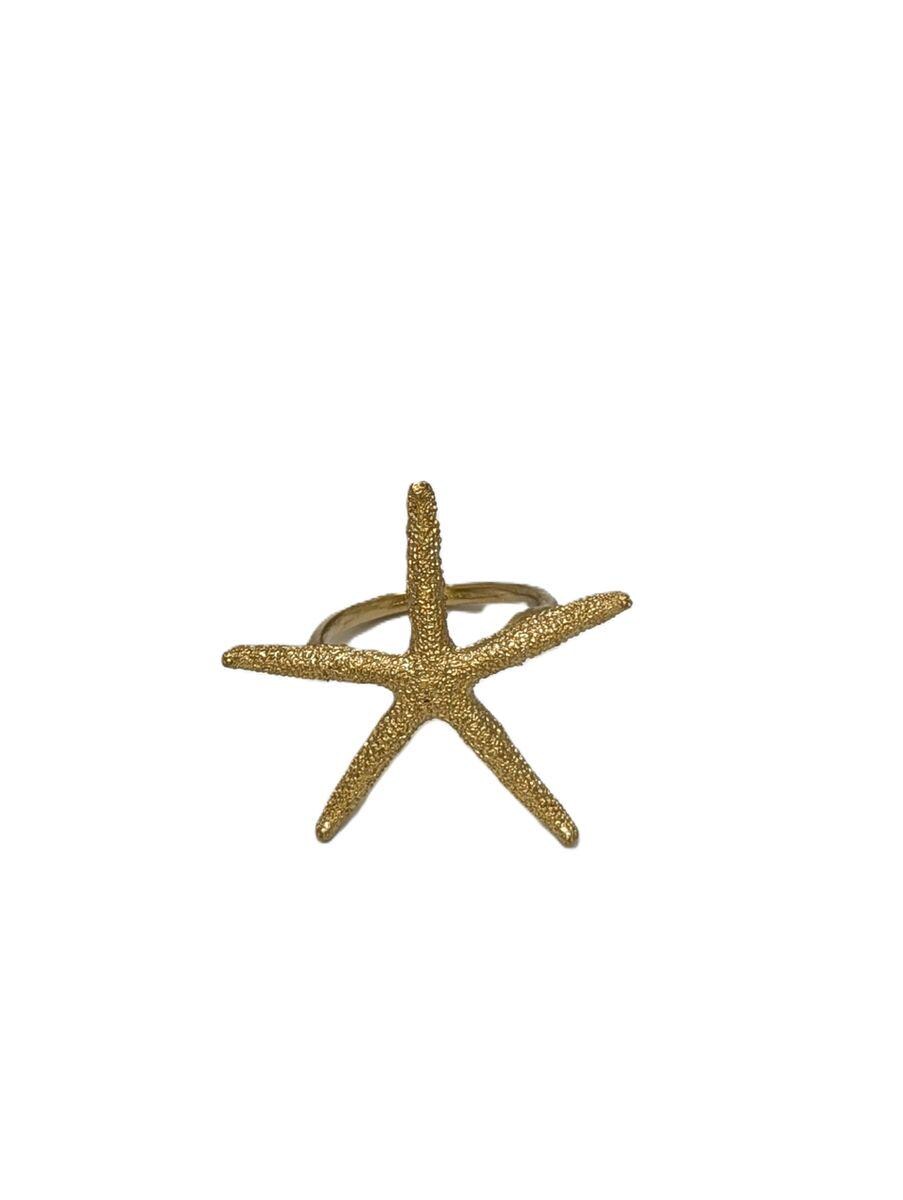 Finger Starfish Pewter Napkin Ring, Set of 4, Inspired by Nature, Handmade Table Decor