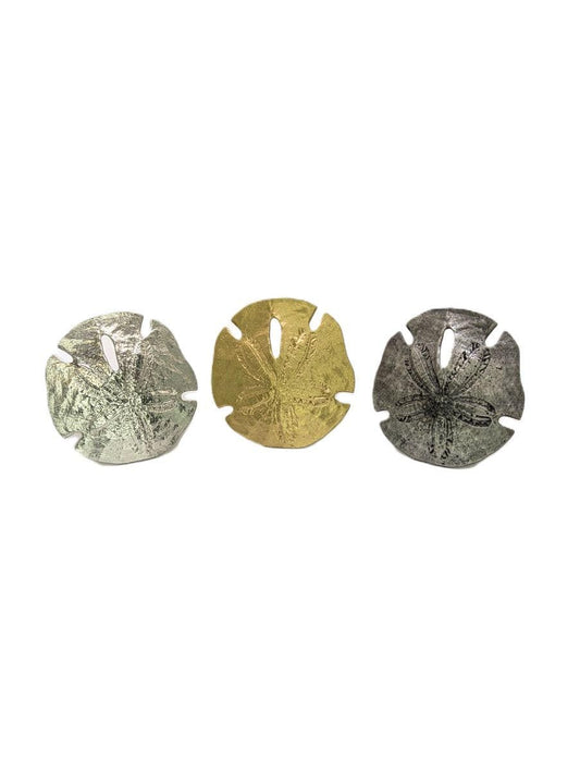 Sand Dollar Pewter Napkin Ring, Set of 4, Inspired by Nature, Handmade Table Decor