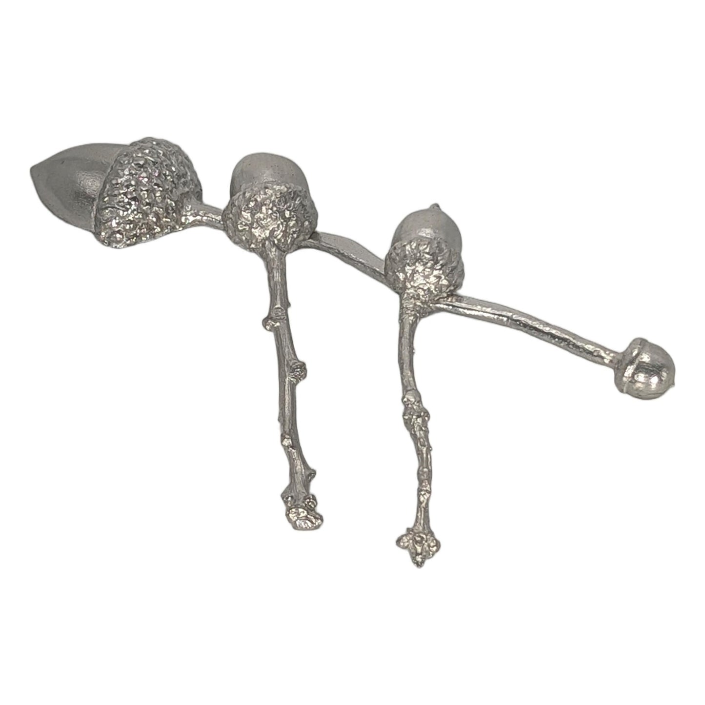 Handmade Acorn Spoons Set: Lead-Free Pewter, Twig Handle, Inspired by Nature