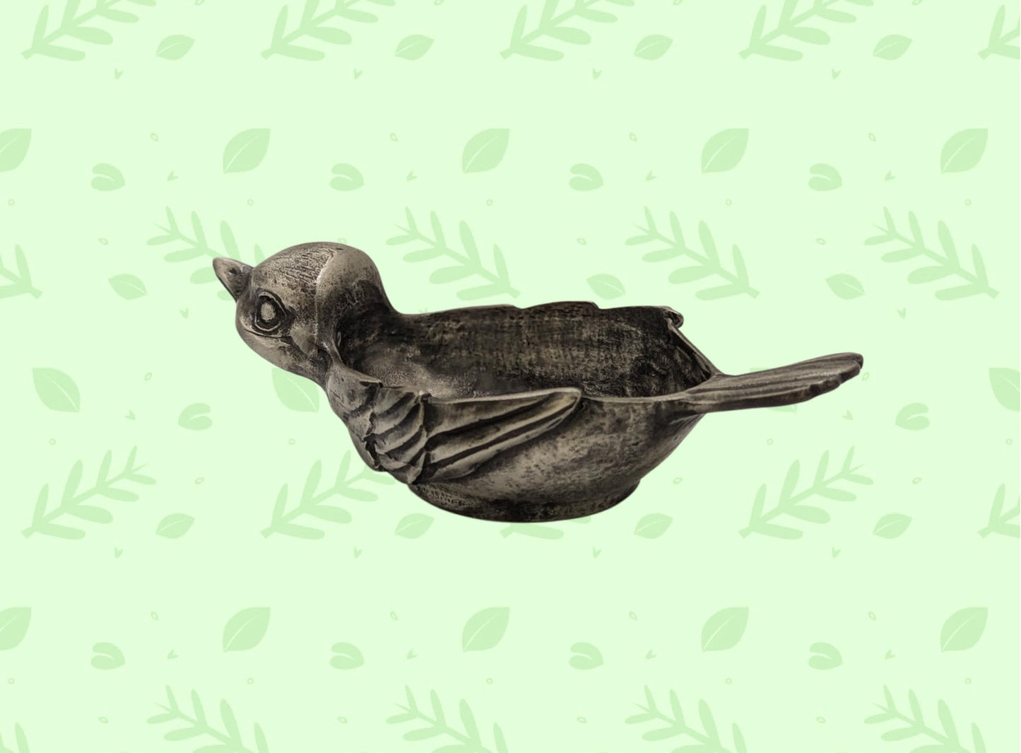 Handmade Pewter Sparrow Tea Light Candle Holder, Trinket Dish, Nature Inspired Decor