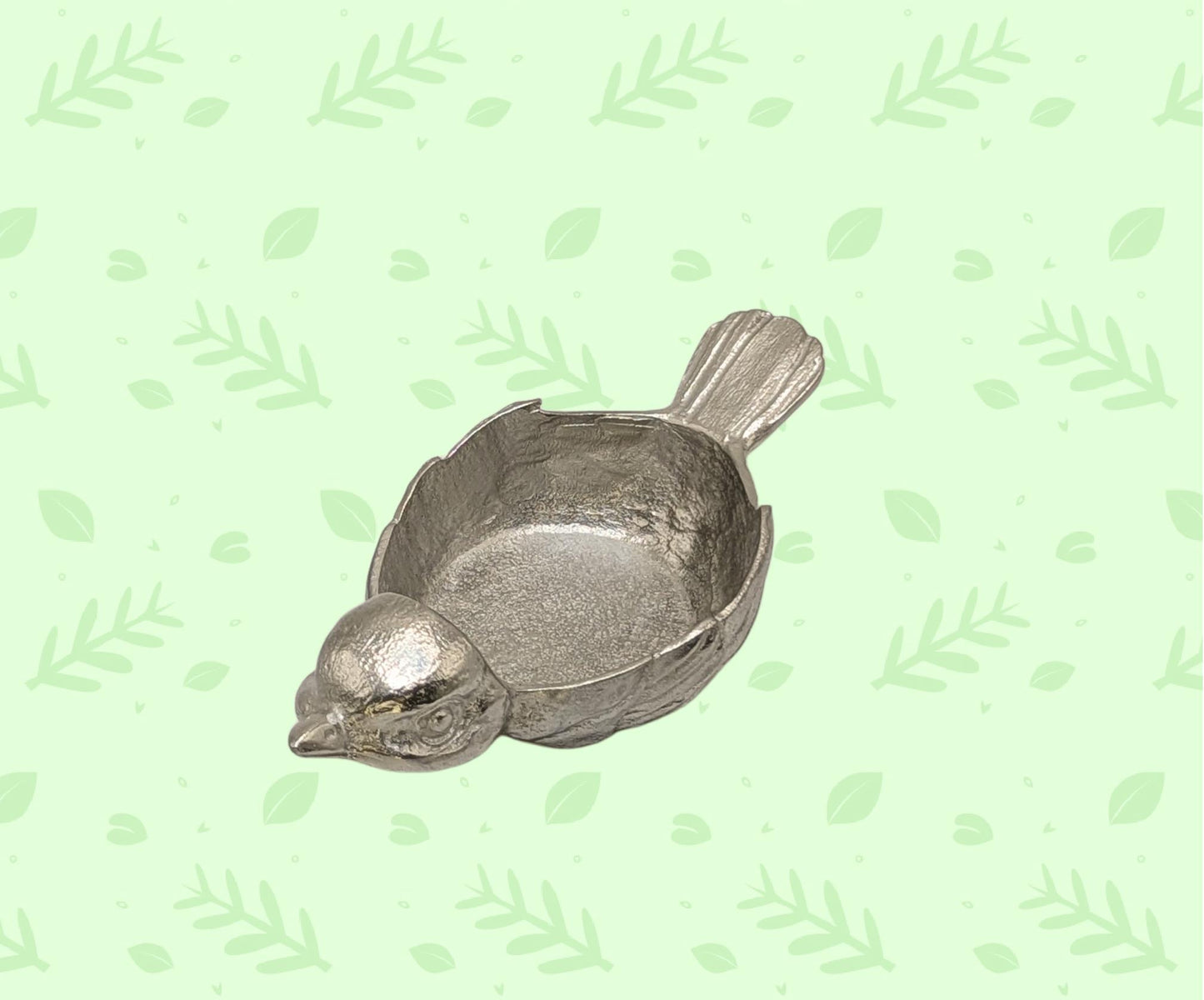 Handmade Pewter Sparrow Tea Light Candle Holder, Trinket Dish, Nature Inspired Decor