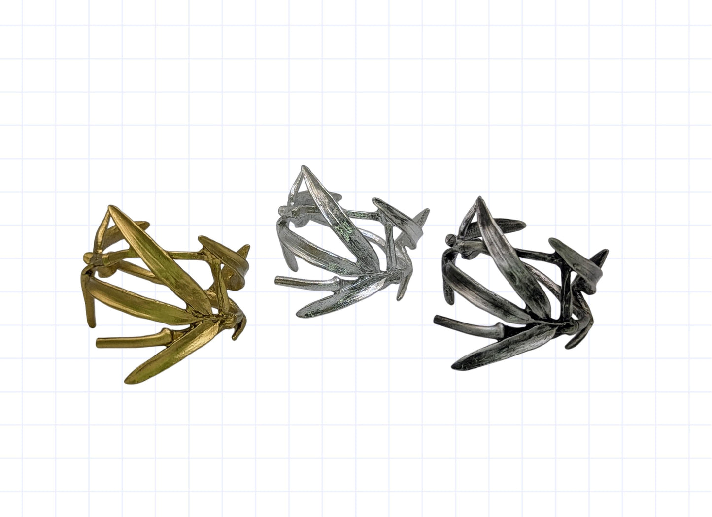 Handmade Bamboo Pewter Adjustable Napkin Ring, Set of 4, Nature Inspired Table Decor