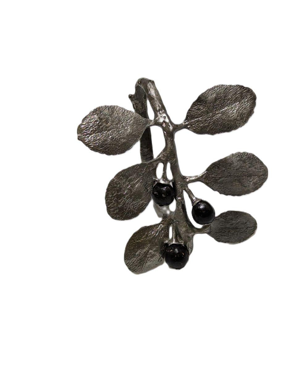 Japanese Holly Pewter Napkin Ring, Set of 4, Inspired by Nature, Handmade Table Decor