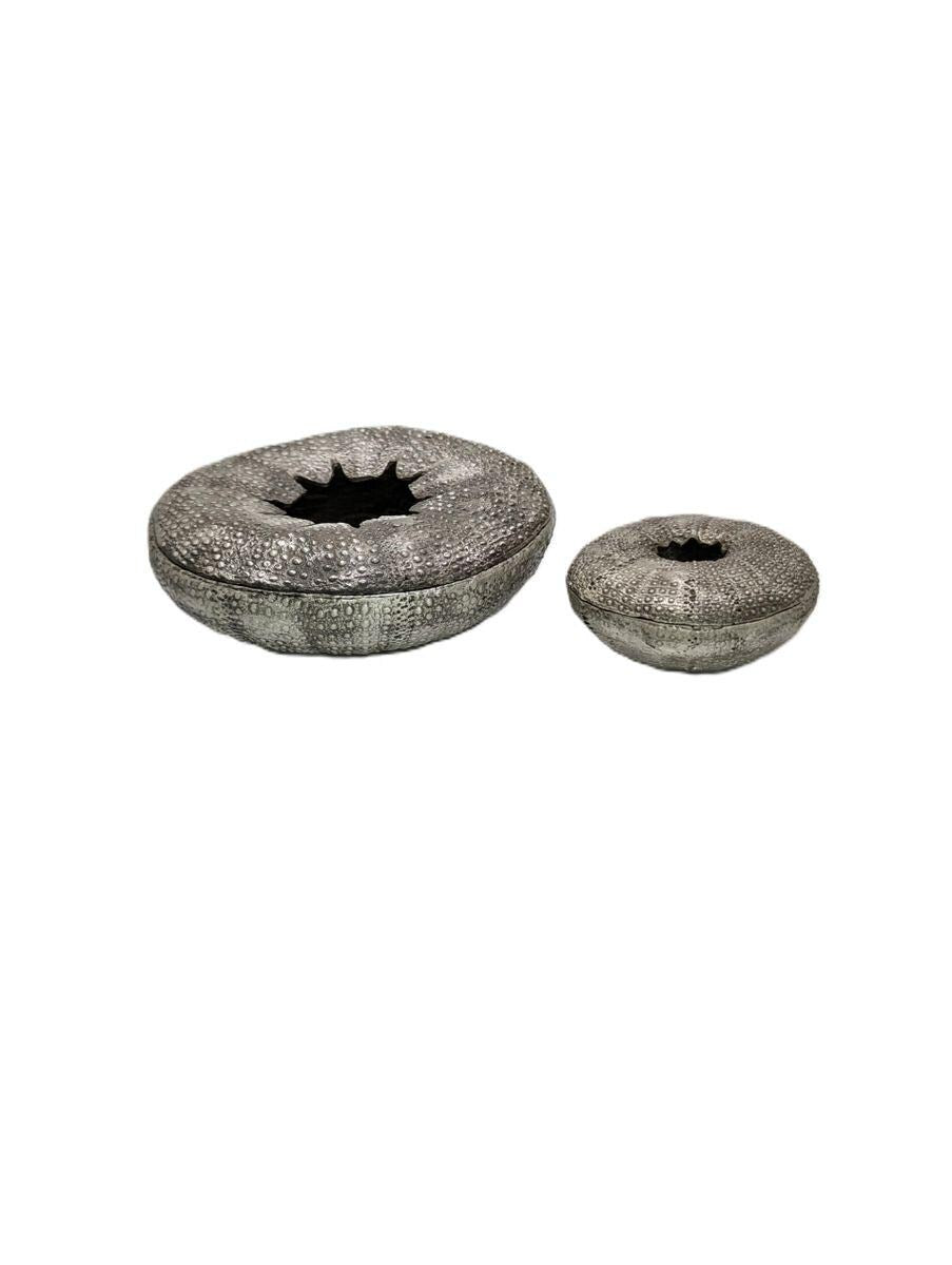 Handmade Sea Urchin Trinket Pewter Box Set, Home Decor, Inspired by Nature