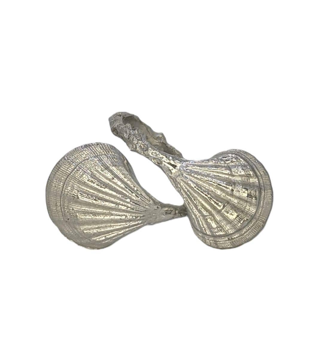 Handmade Seashells/Coral Pewter Napkin Ring Set of 4, Coastal Charm for Your Dining Table"