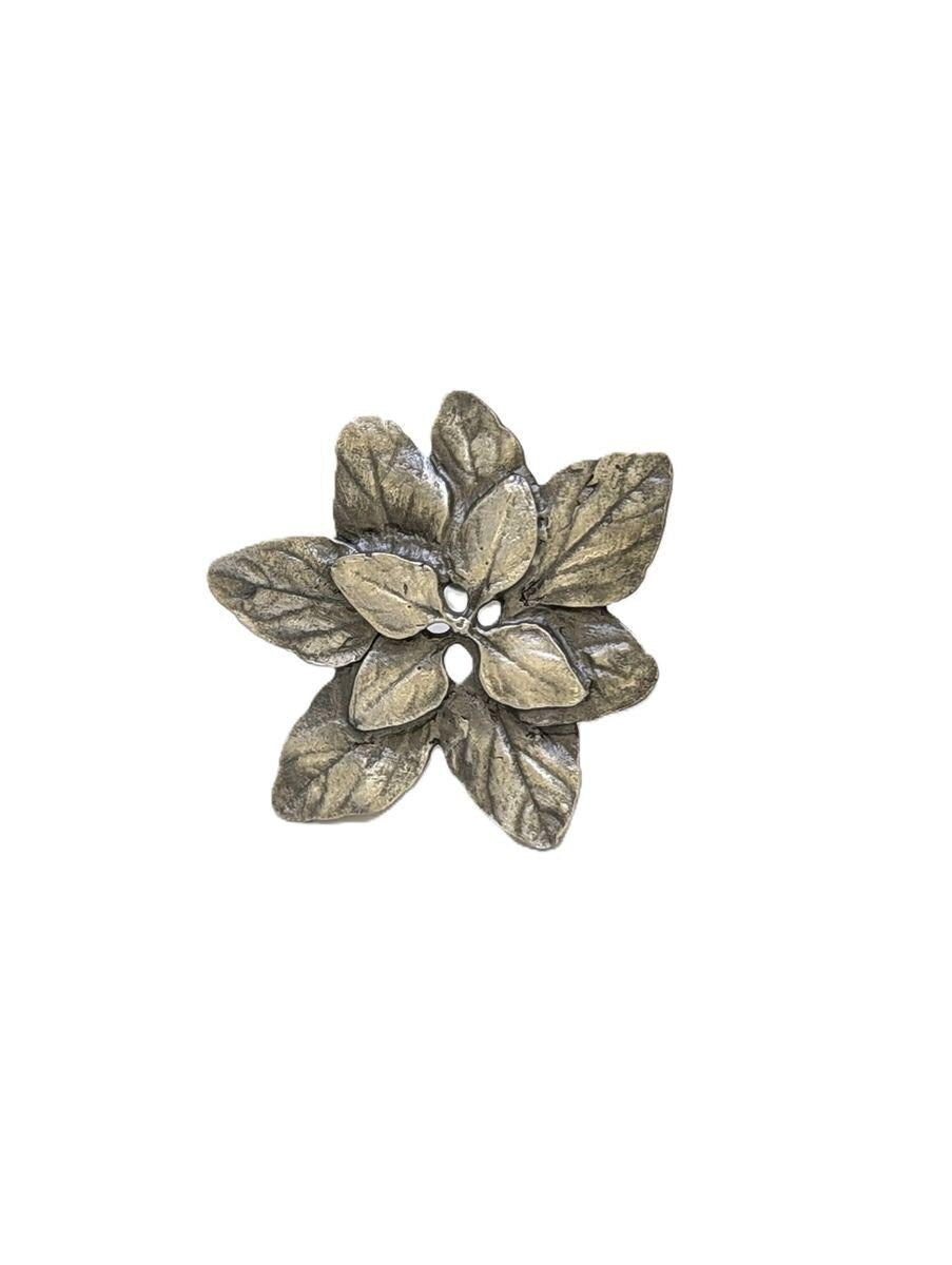 Handmade Oregano Herb Pewter Napkin Rings, Set of 4, Nature Inspired Table Decor