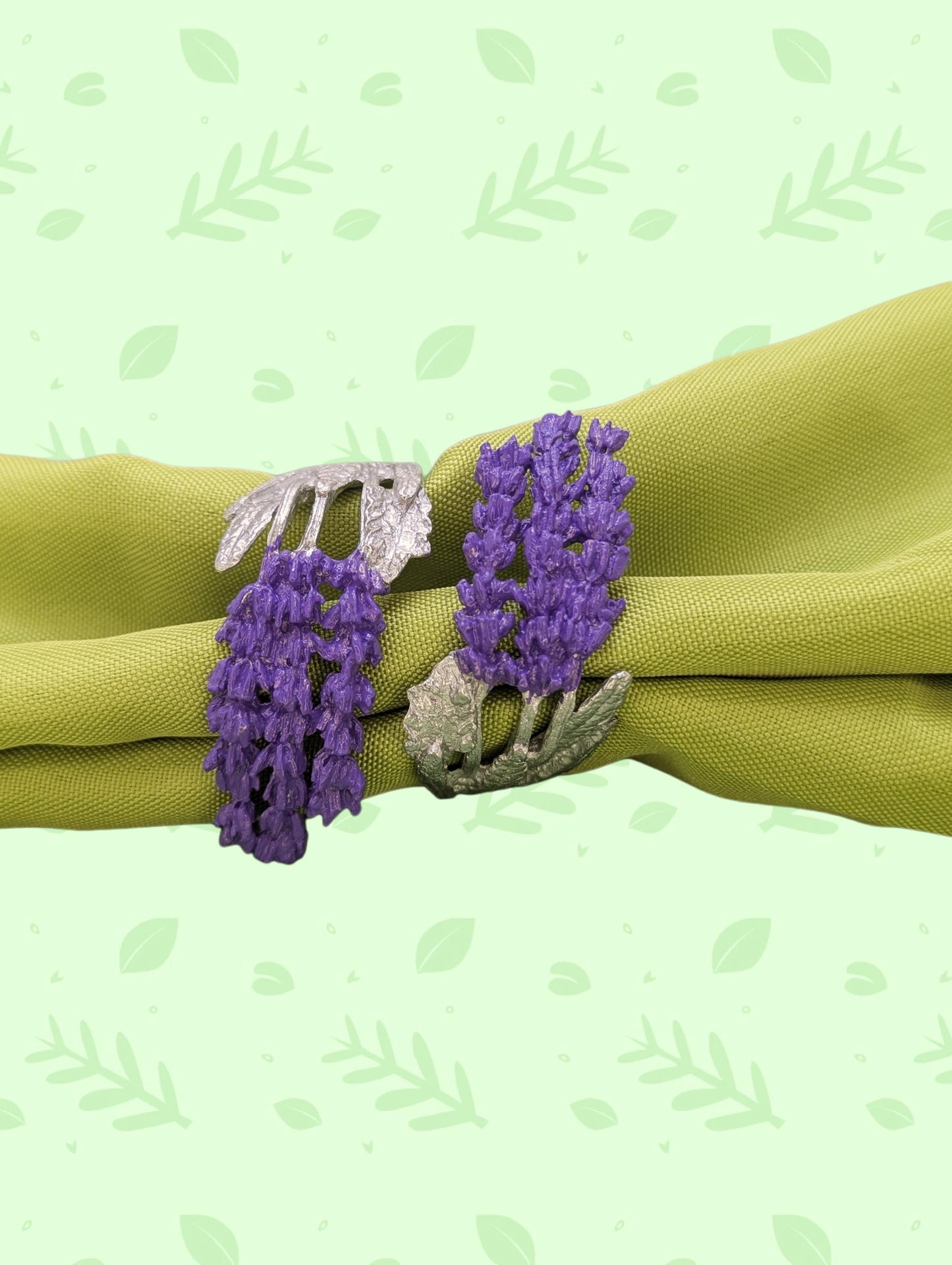 Lavender Pewter Adjustable Napkin Ring, Set of 4, Inspired by Nature, Table Decor