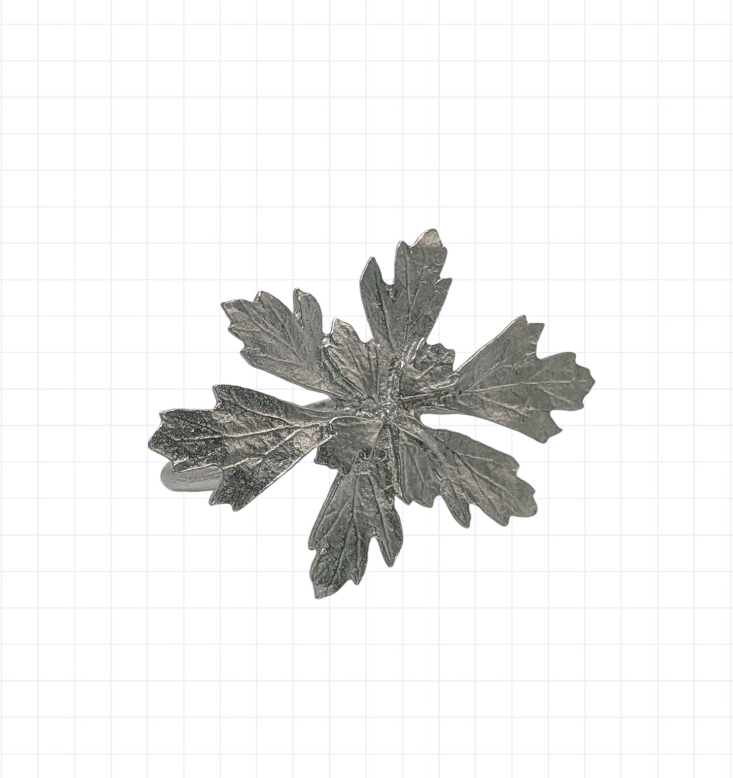Handmade Presley Herb Pewter Napkin Ringz, Set of 4, Nature Inspired Table Decor