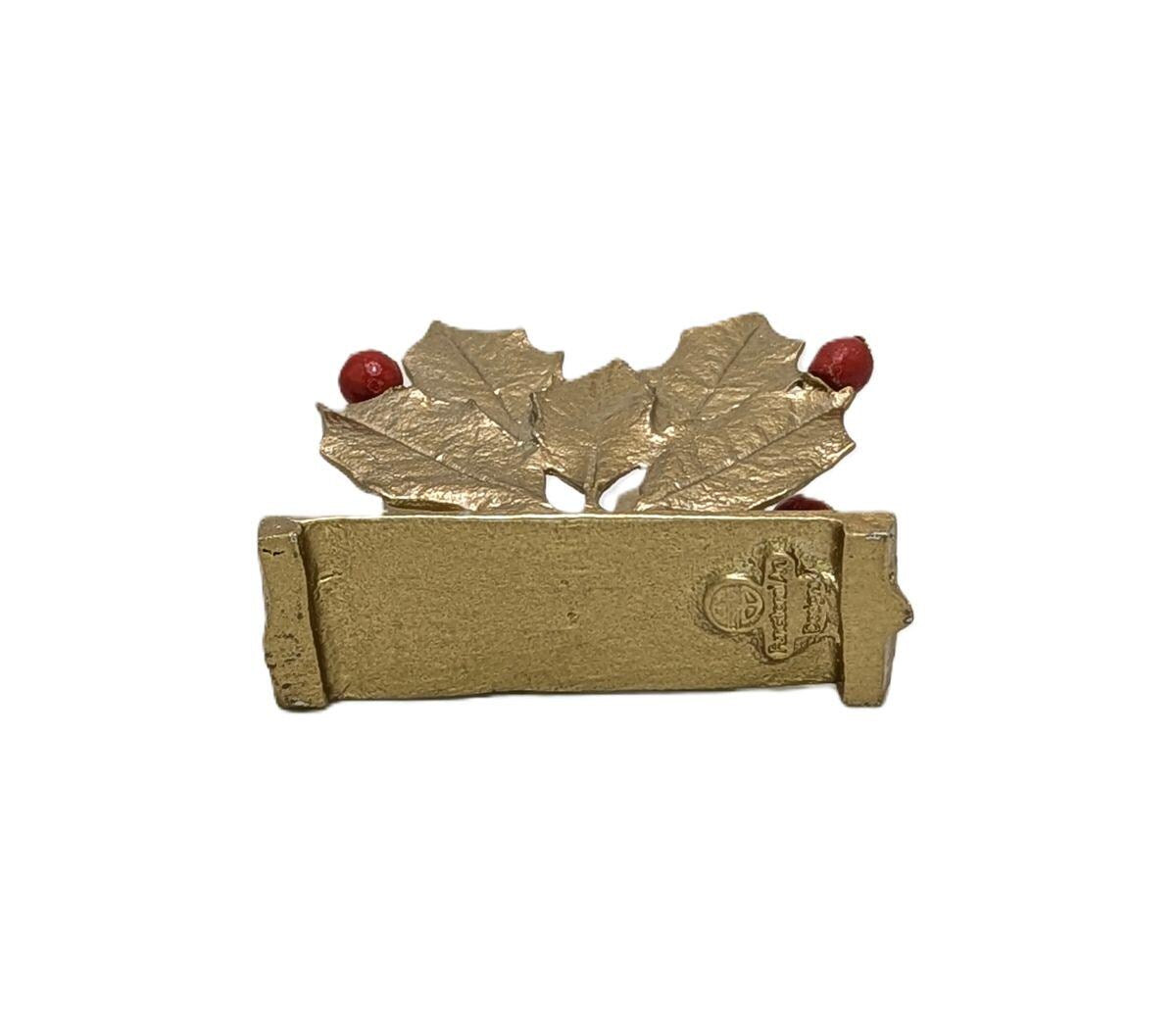 Holly Pewter Business Card Holder, Handmade Decor, Inspired by Nature