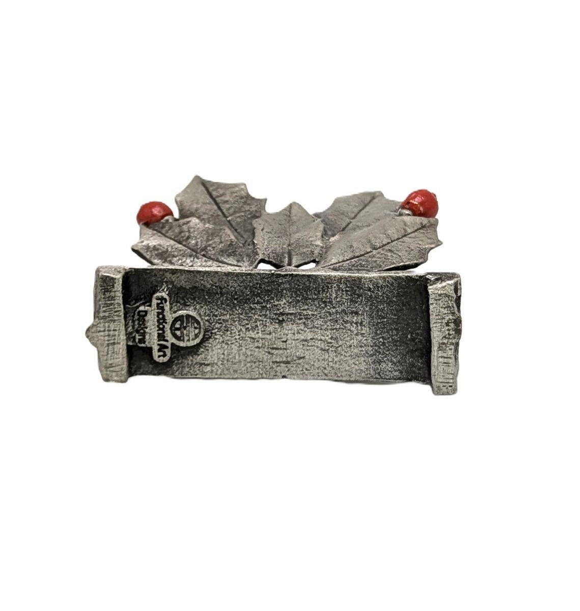 Holly Pewter Business Card Holder, Handmade Decor, Inspired by Nature