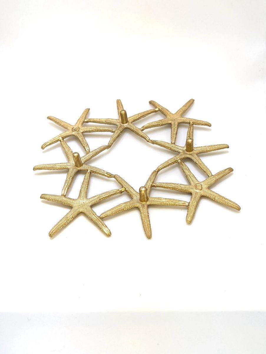 Handmade Finger Starfish Pewter Trivet Kitchen Decor Inspired by Nature