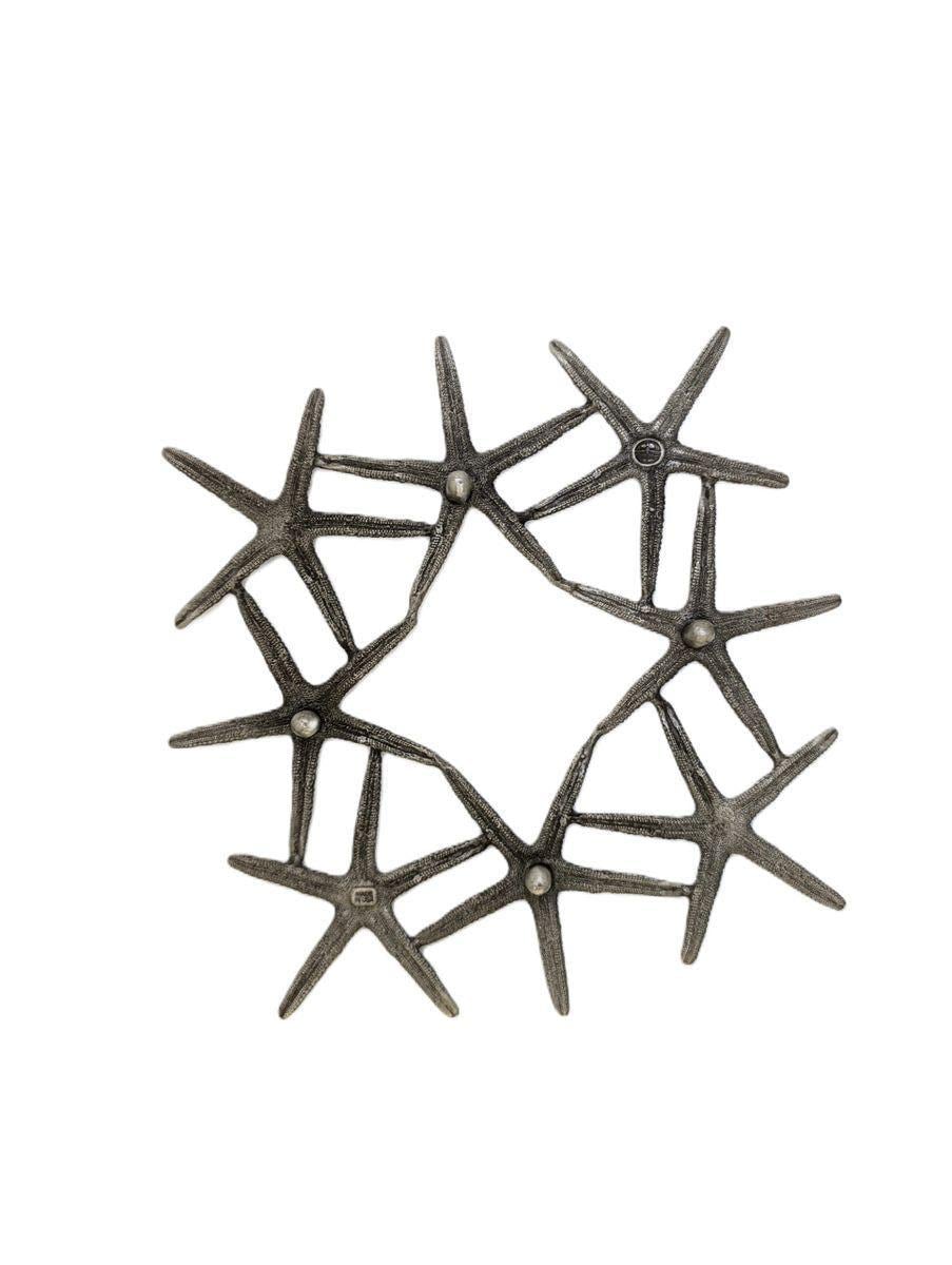 Handmade Finger Starfish Pewter Trivet Kitchen Decor Inspired by Nature