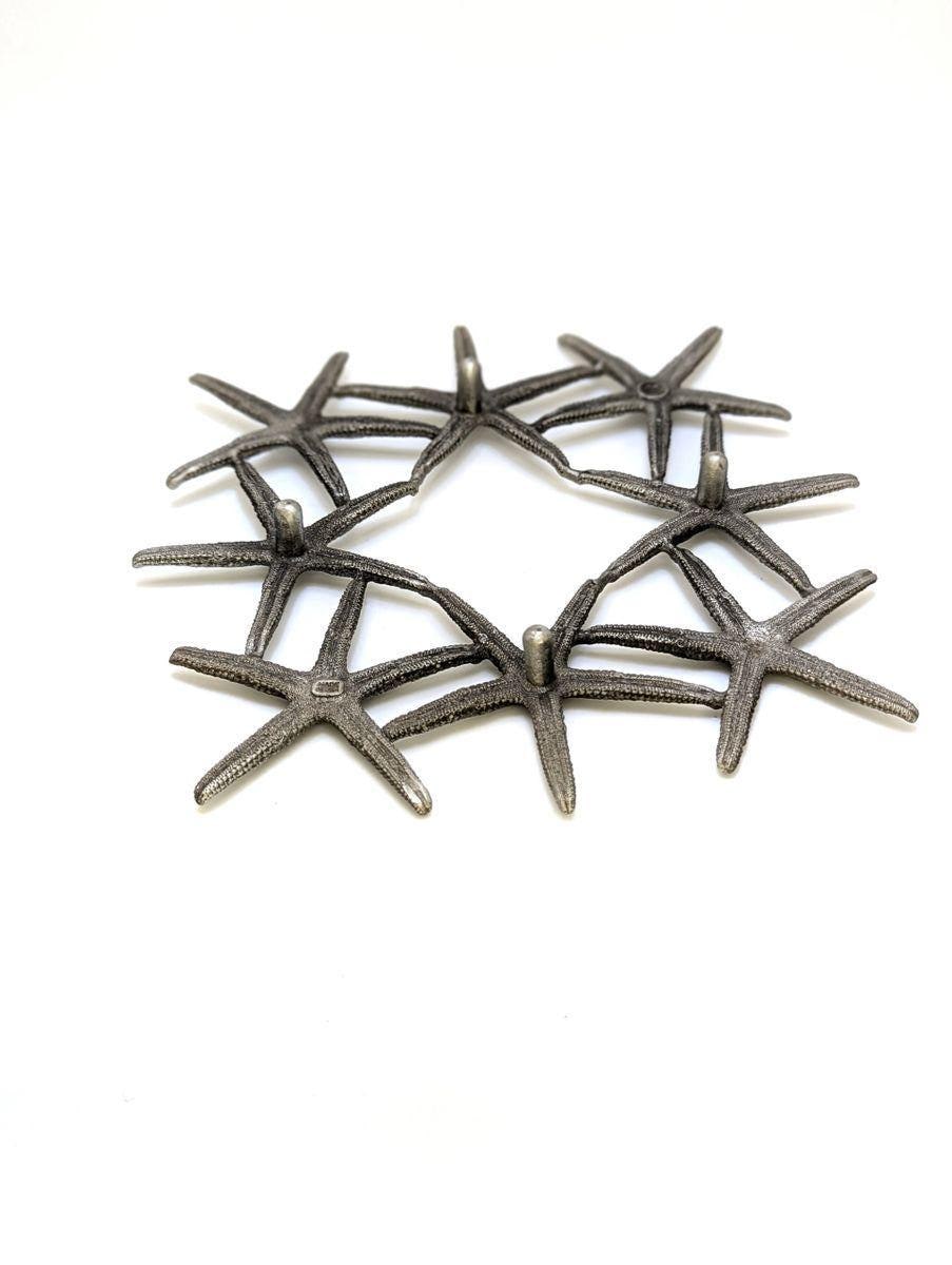 Handmade Finger Starfish Pewter Trivet Kitchen Decor Inspired by Nature