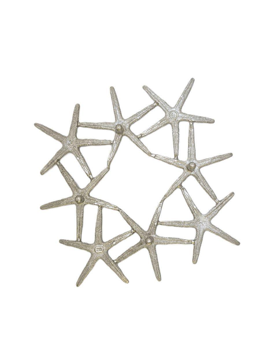 Handmade Finger Starfish Pewter Trivet Kitchen Decor Inspired by Nature
