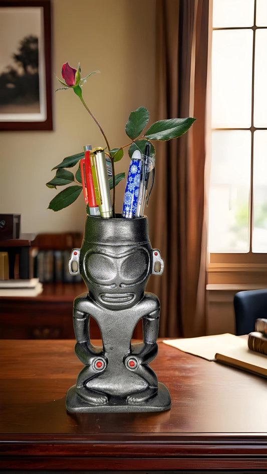 Handcrafted taino zemi statue pen holder & desk organizer – caribbean cultural