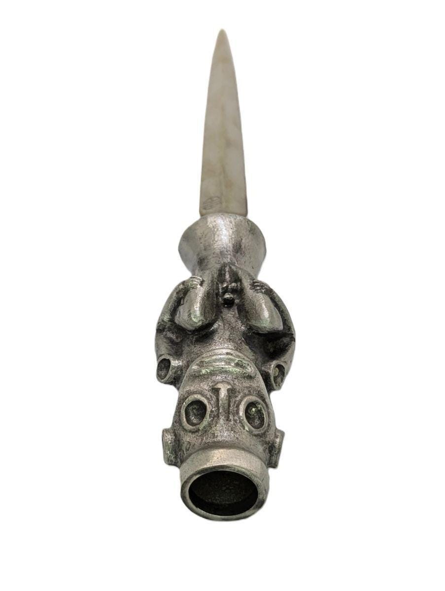 Handcrafted Pewter Taino Baibrama, Cassava God Letter Opener, Caribbean Cultural Desk Collectible