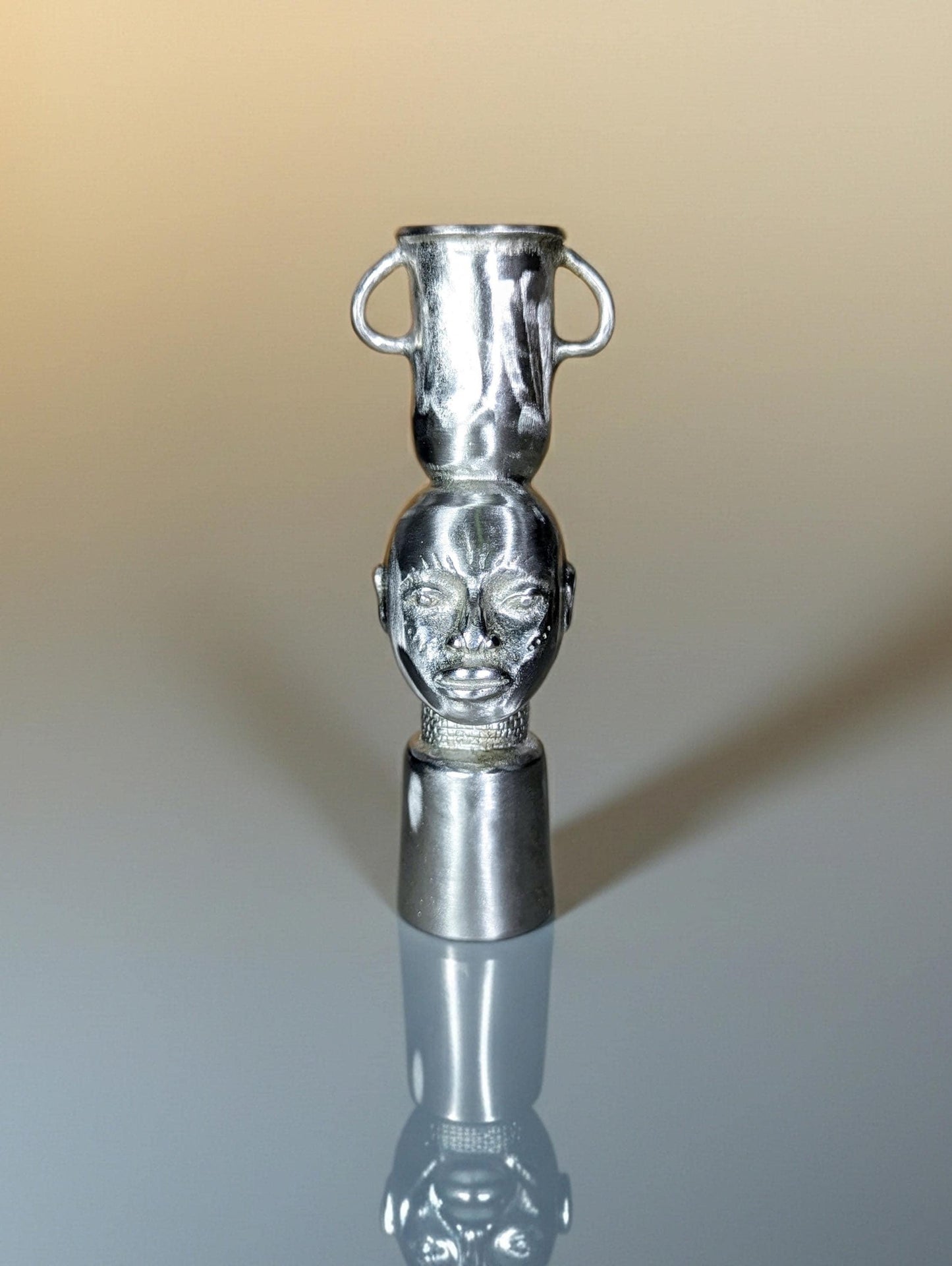 Handcrafted Lead-free Pewter African Bust, Taper Candle Holder, Ethnic Home