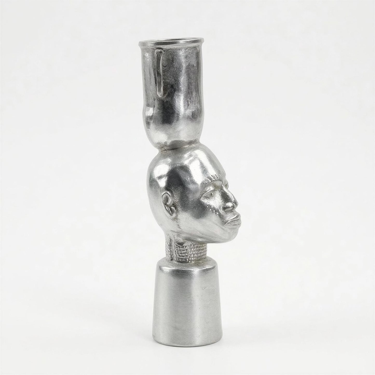 Handcrafted Lead-free Pewter African Bust, Taper Candle Holder, Ethnic Home