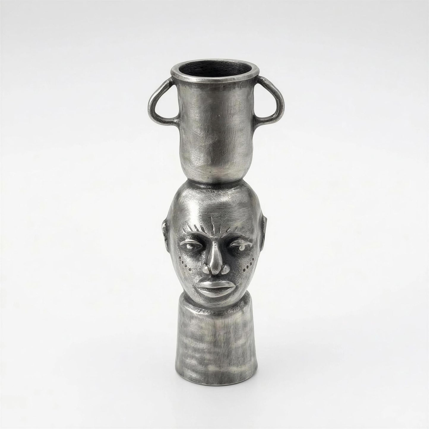 Handcrafted Lead-free Pewter African Bust, Taper Candle Holder, Ethnic Home