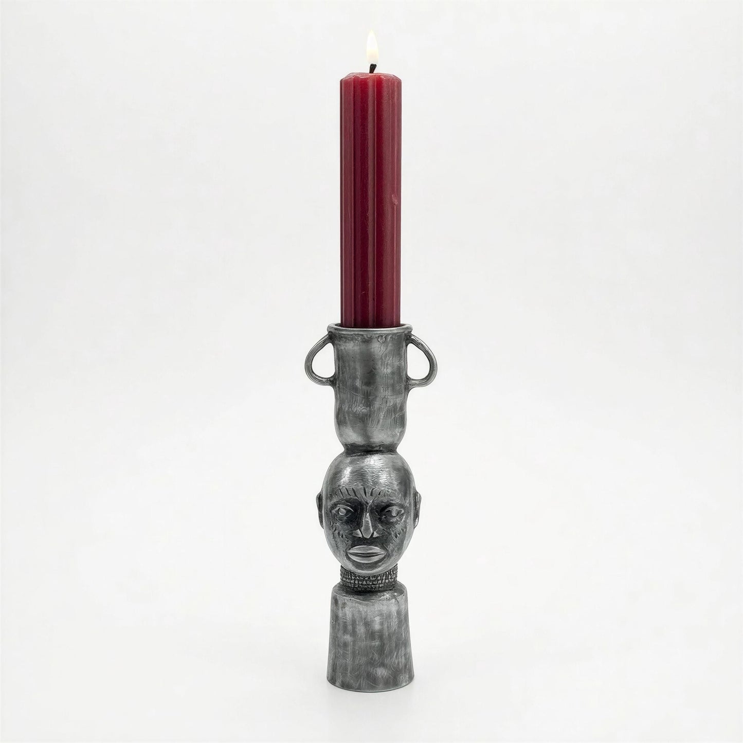Handcrafted Lead-free Pewter African Bust, Taper Candle Holder, Ethnic Home