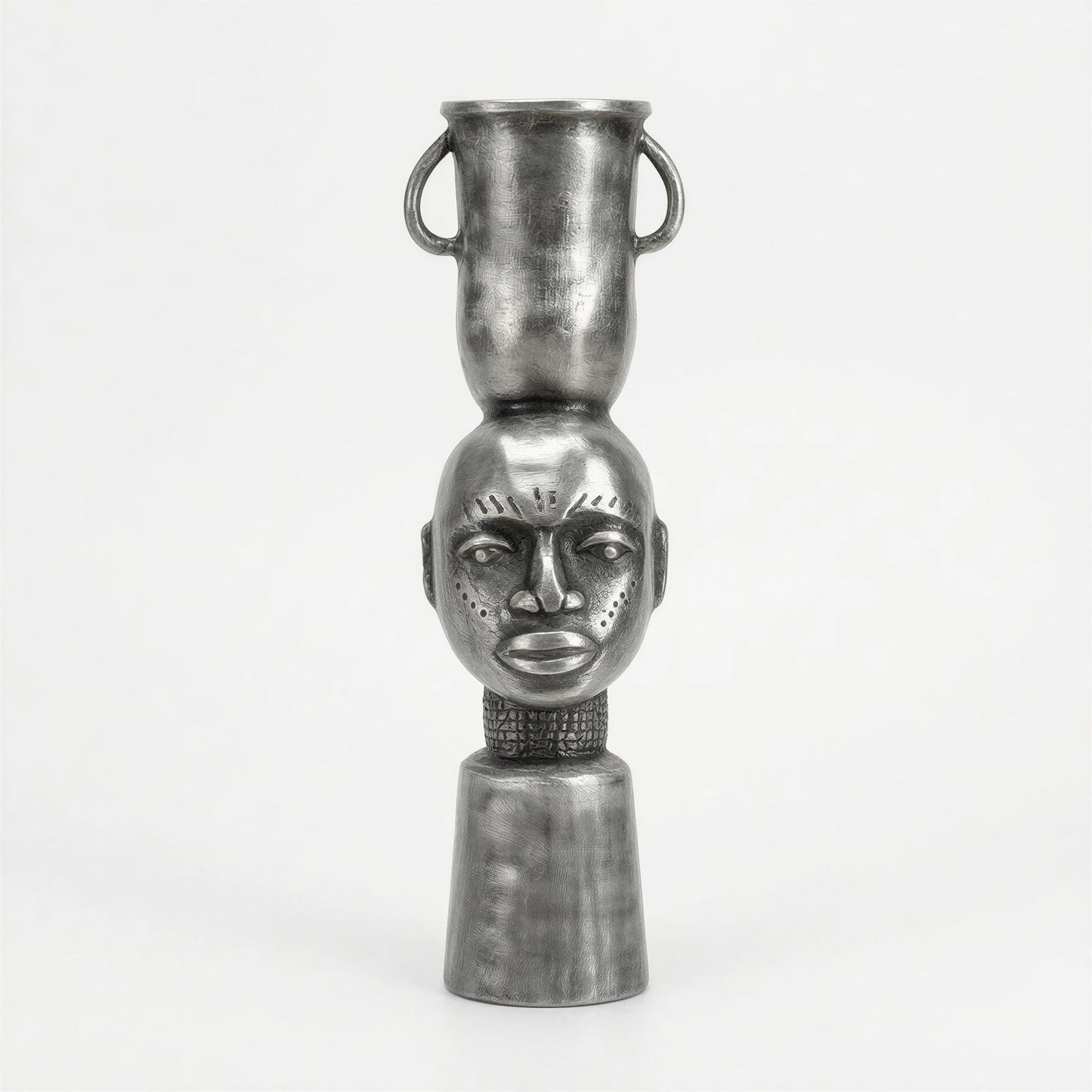 Handcrafted Lead-free Pewter African Bust, Taper Candle Holder, Ethnic Home