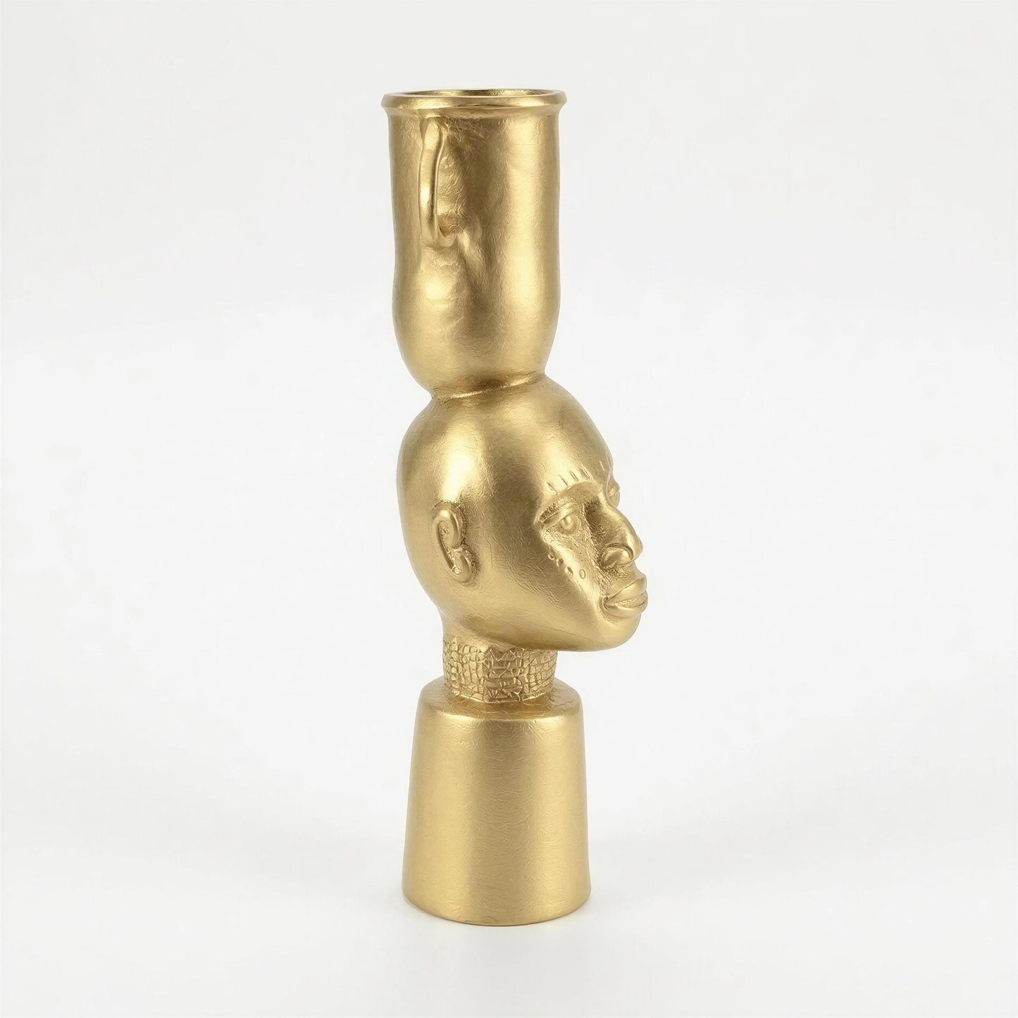 Handcrafted Lead-free Pewter African Bust, Taper Candle Holder, Ethnic Home