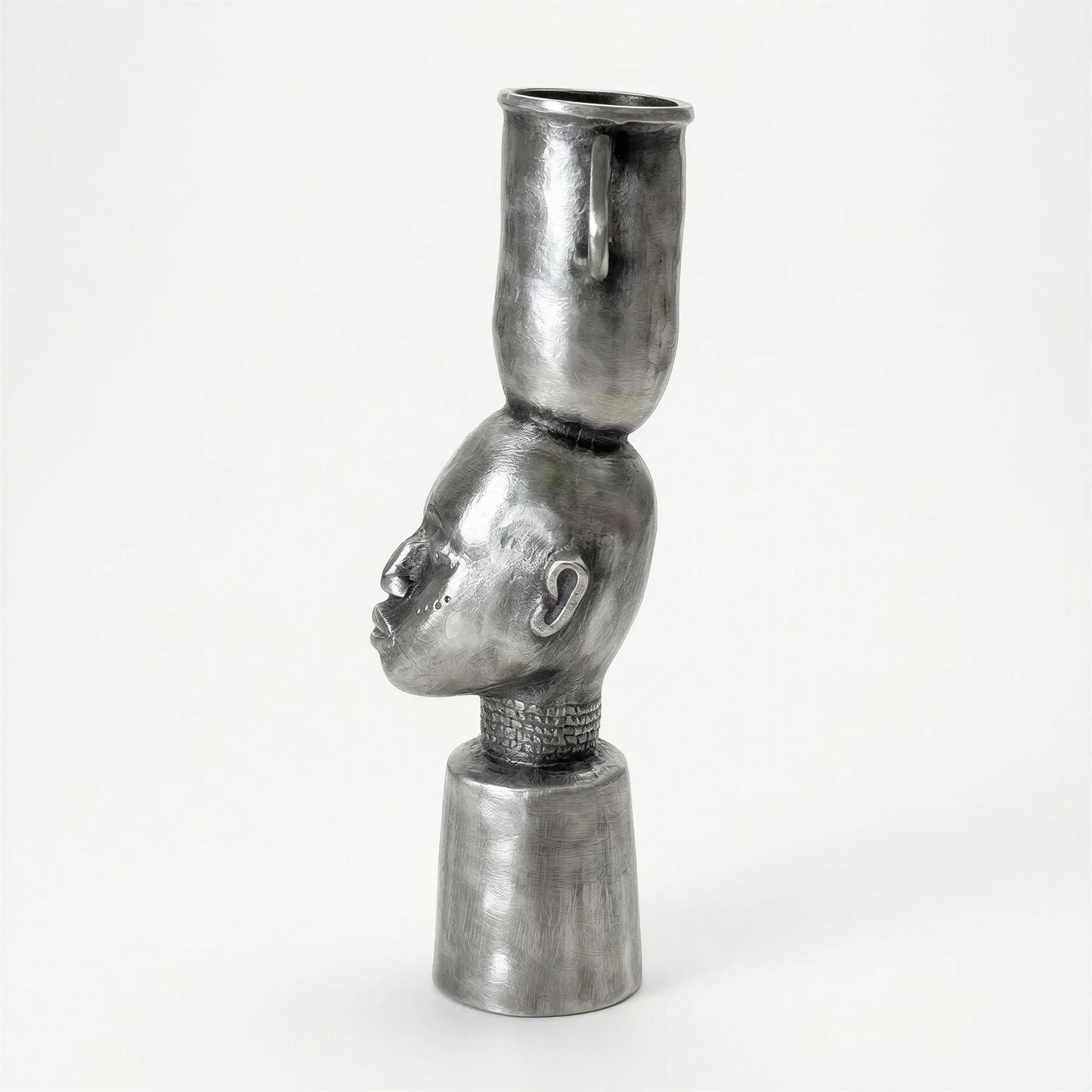 Handcrafted Lead-free Pewter African Bust, Taper Candle Holder, Ethnic Home