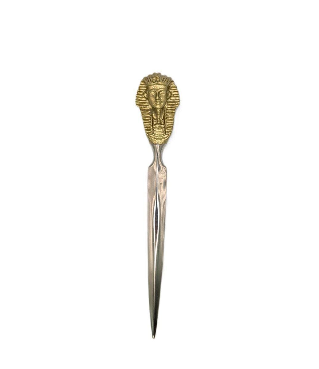 Handcrafted Pewter Tutankhamun Death Mask Letter Opener, Ancient Egypt Desk Decor