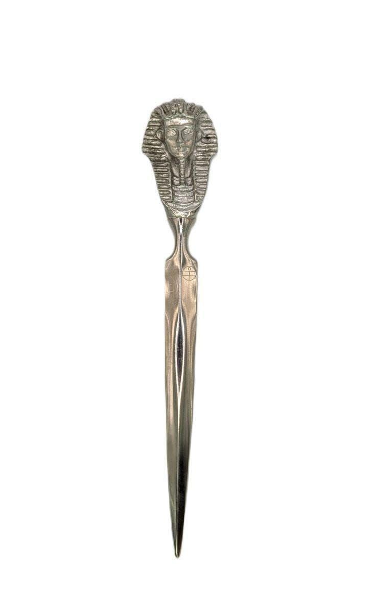 Handcrafted Pewter Tutankhamun Death Mask Letter Opener, Ancient Egypt Desk Decor