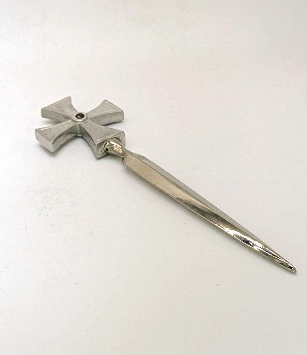 Handcrafted Pewter Templar Rross Letter Opener, Medieval History Desk Decor