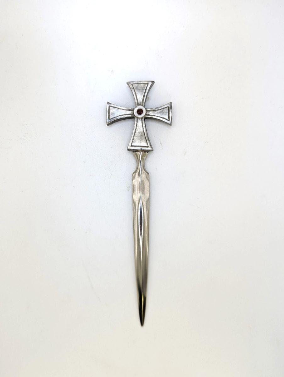 Handcrafted Pewter Templar Rross Letter Opener, Medieval History Desk Decor