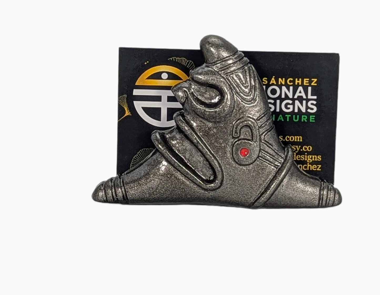 Handcrafted Taino Trigonolito Three-Pointed Stone Business Card Holder, Desk Decor