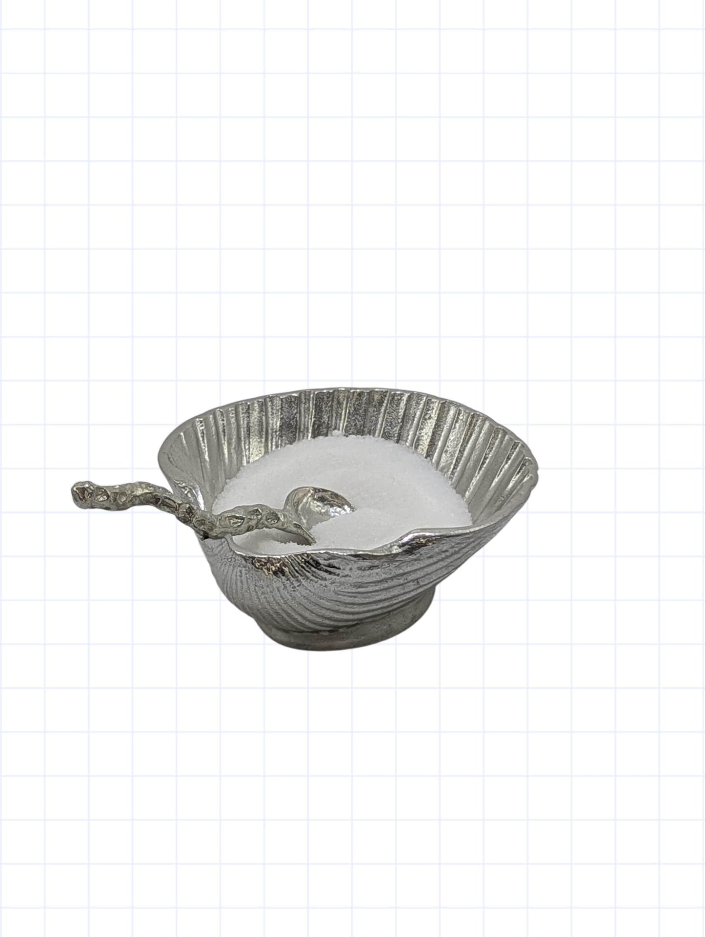 Handmade Seashells Pewter Salt Dish, Inspired by Nature, Coastal table Decor