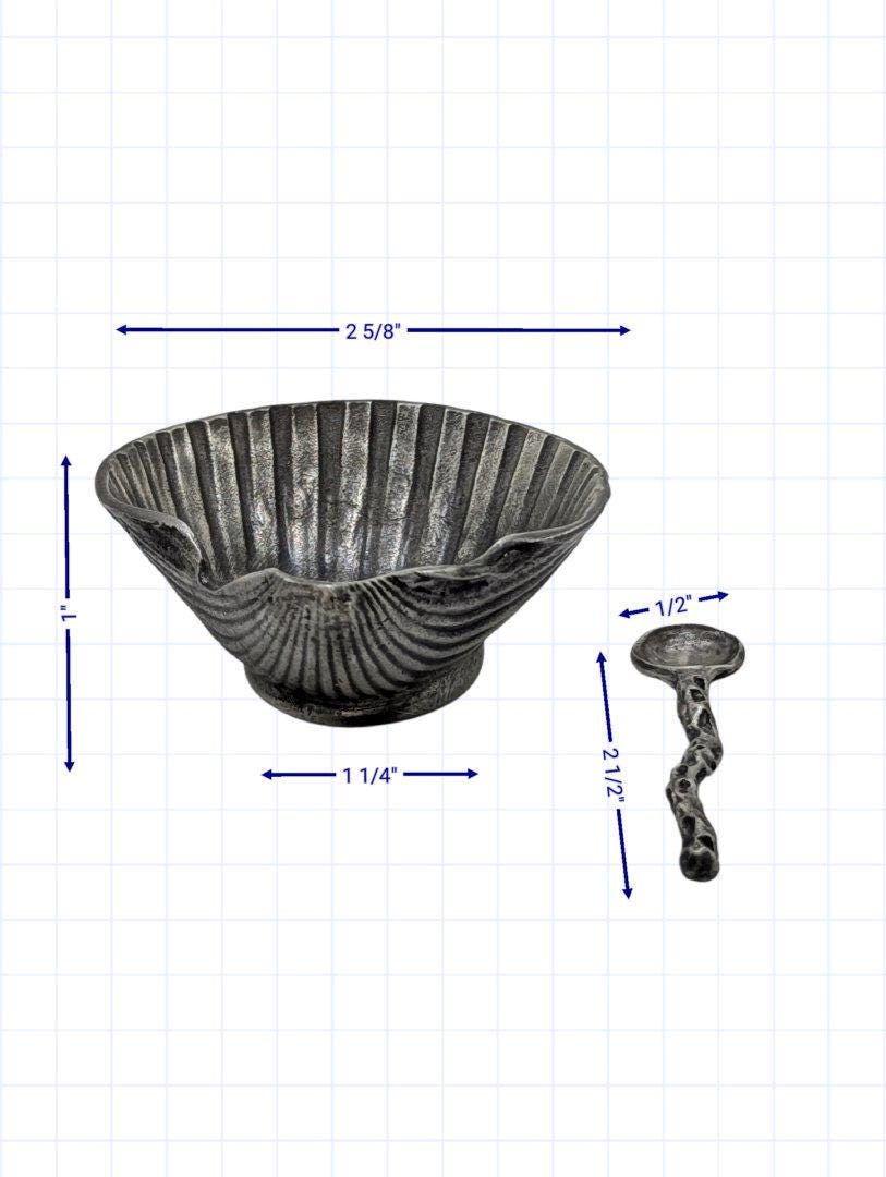 Handmade Seashells Pewter Salt Dish, Inspired by Nature, Coastal table Decor