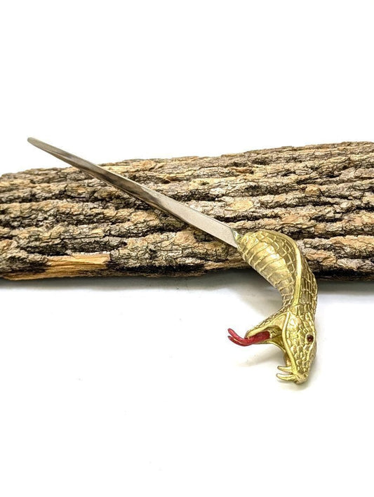 Handcrafted Pewter King Cobra Letter Opener, Exotic Wildlife Desk Decor
