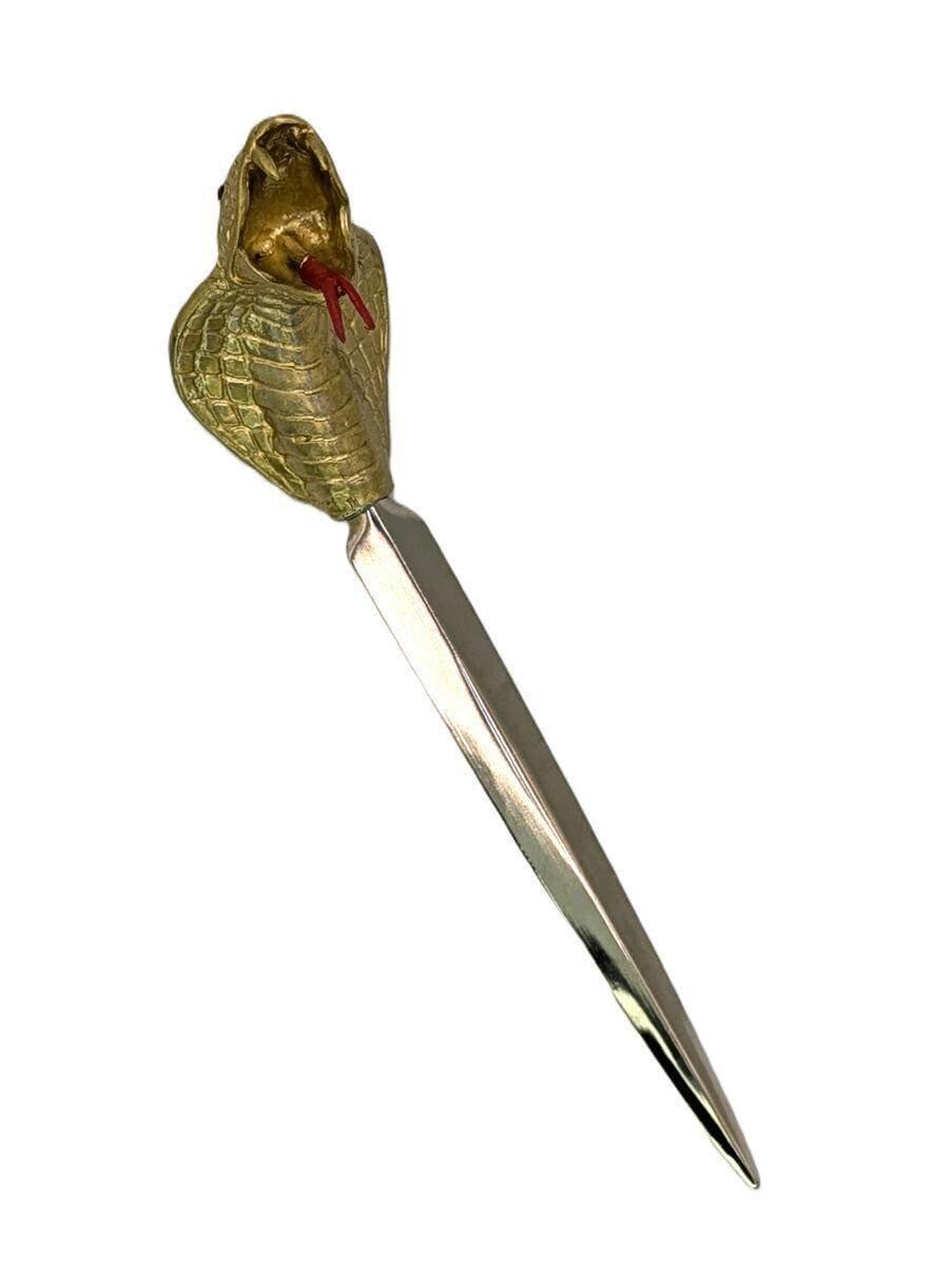 Handcrafted Pewter King Cobra Letter Opener, Exotic Wildlife Desk Decor
