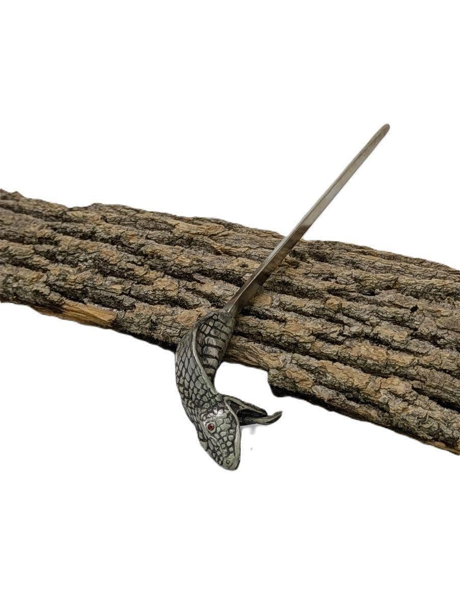 Handcrafted Pewter King Cobra Letter Opener, Exotic Wildlife Desk Decor