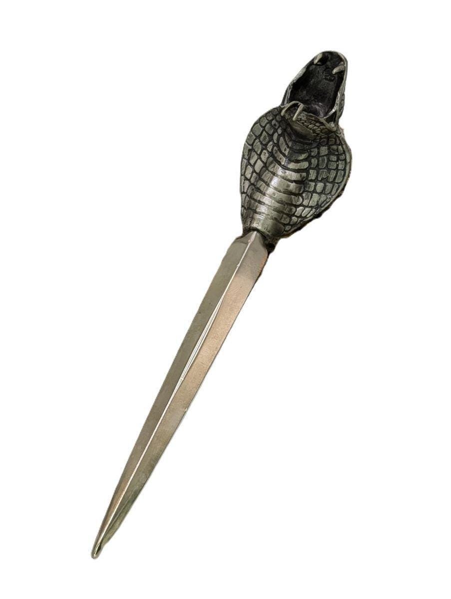 Handcrafted Pewter King Cobra Letter Opener, Exotic Wildlife Desk Decor