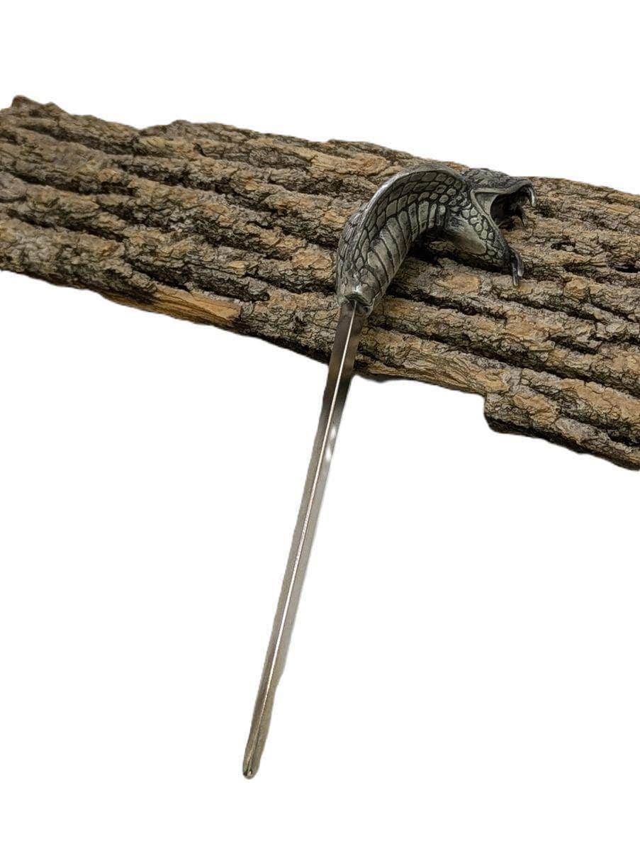 Handcrafted Pewter King Cobra Letter Opener, Exotic Wildlife Desk Decor