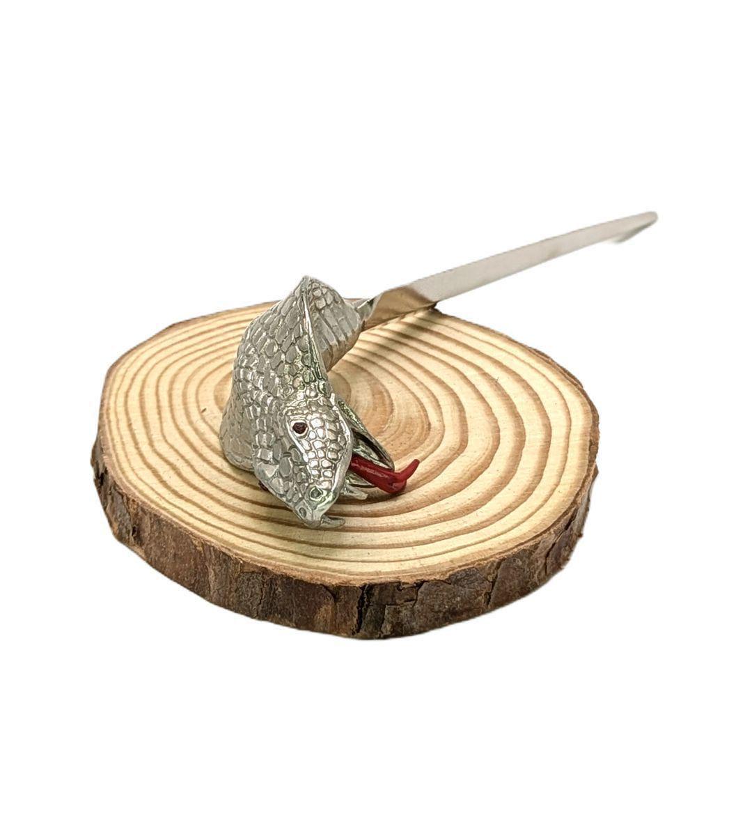 Handcrafted Pewter King Cobra Letter Opener, Exotic Wildlife Desk Decor