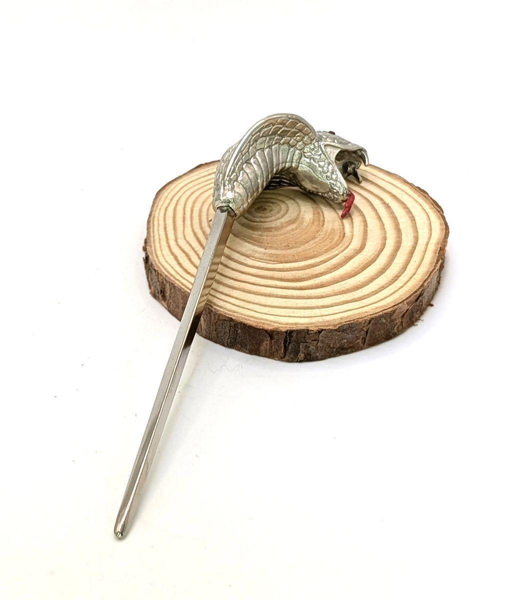 Handcrafted Pewter King Cobra Letter Opener, Exotic Wildlife Desk Decor