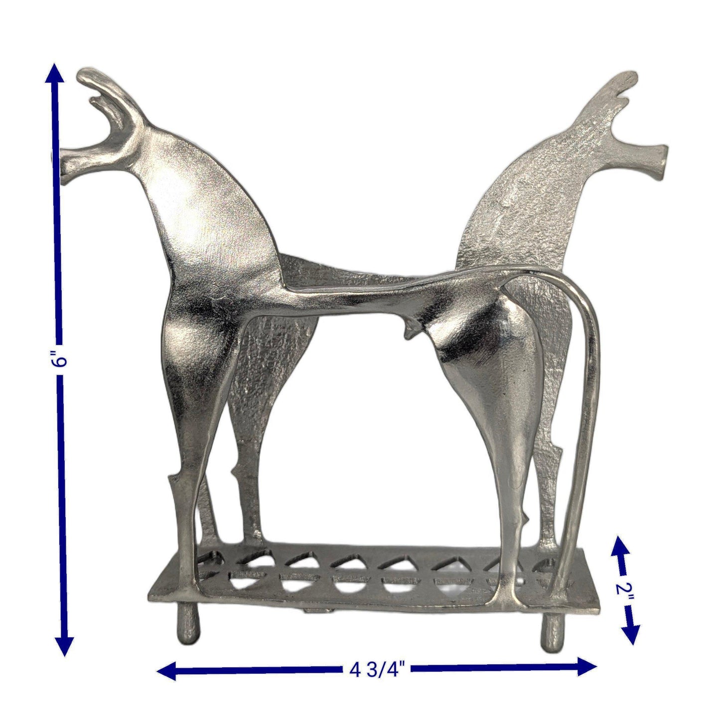 Handcrafted Lead-Free Pewter 8th Century Greek Horse Napkin & Letter Holder, Historical Table Decor