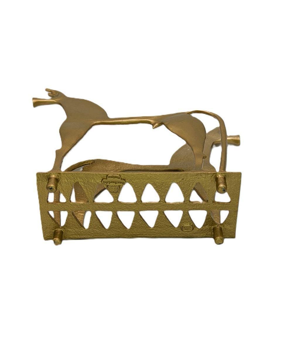 Handcrafted Lead-Free Pewter 8th Century Greek Horse Napkin & Letter Holder, Historical Table Decor