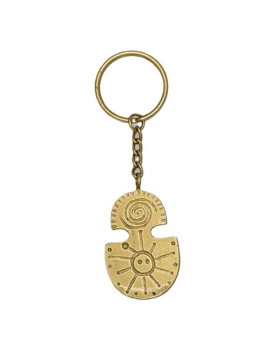 Handmade Taino Heritage Water & Sun Petroglyphs Pewter Keychain, Caribbean Heritage Gift